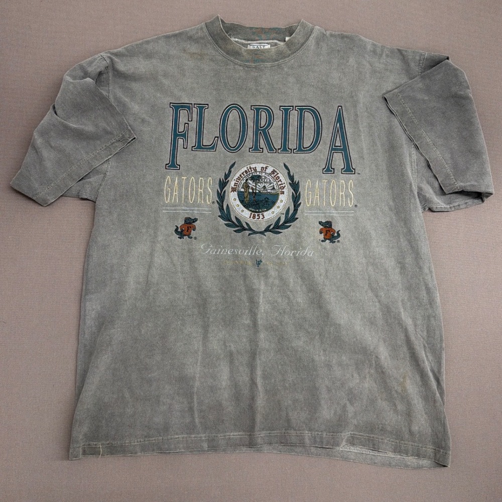 Vintage Galt Sand Florida Gators T Shirt Mens XL Gray Acid Wash University of FL